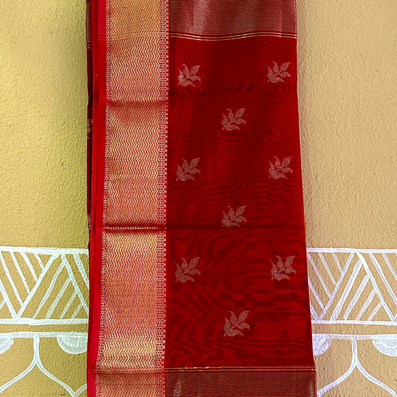 Maheshwari 75 Silk Rust Orange Saree