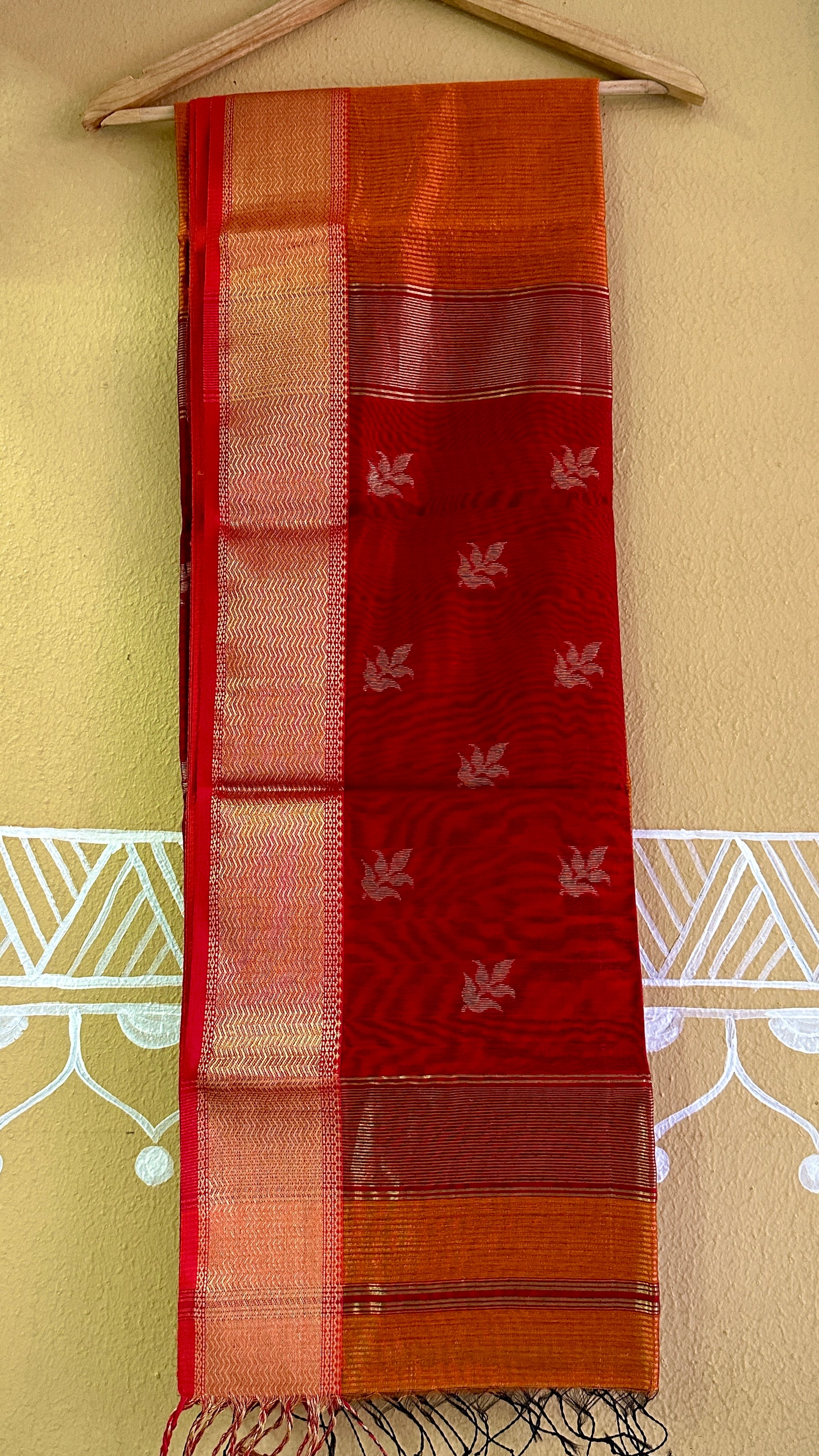 Maheshwari 75 Silk Rust Orange Saree