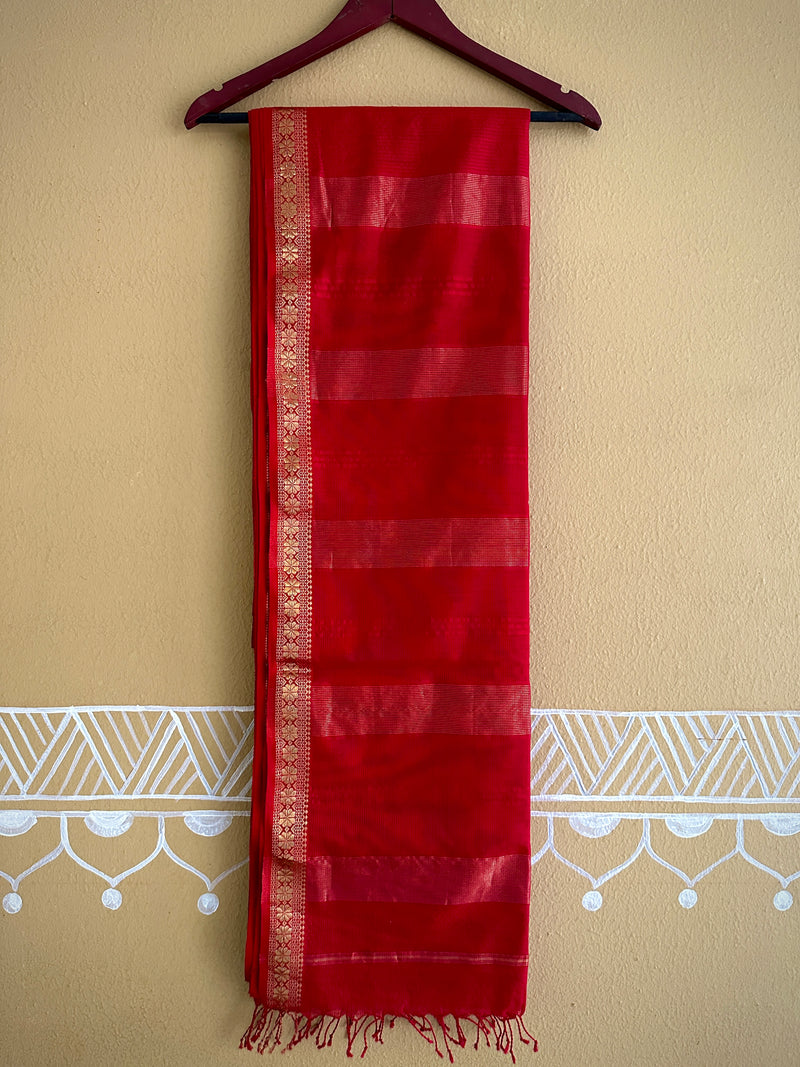 Maheshwari Kumkum Red Garbha Reshami Silk Sarees