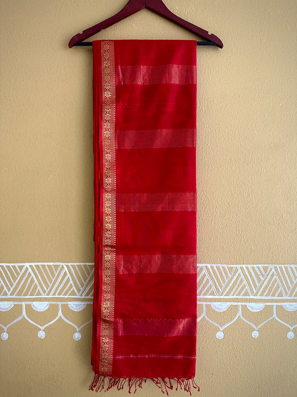 Maheshwari Kumkum Red Garbha Reshami Silk Sarees