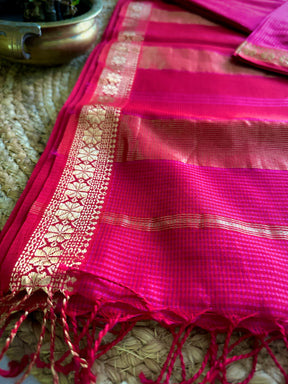 Maheshwari Rani Pink Garbha Reshami Silk Sarees