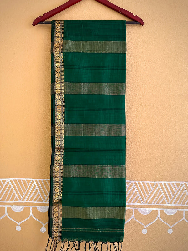 Maheshwari Green Garbha Reshami Silk Sarees