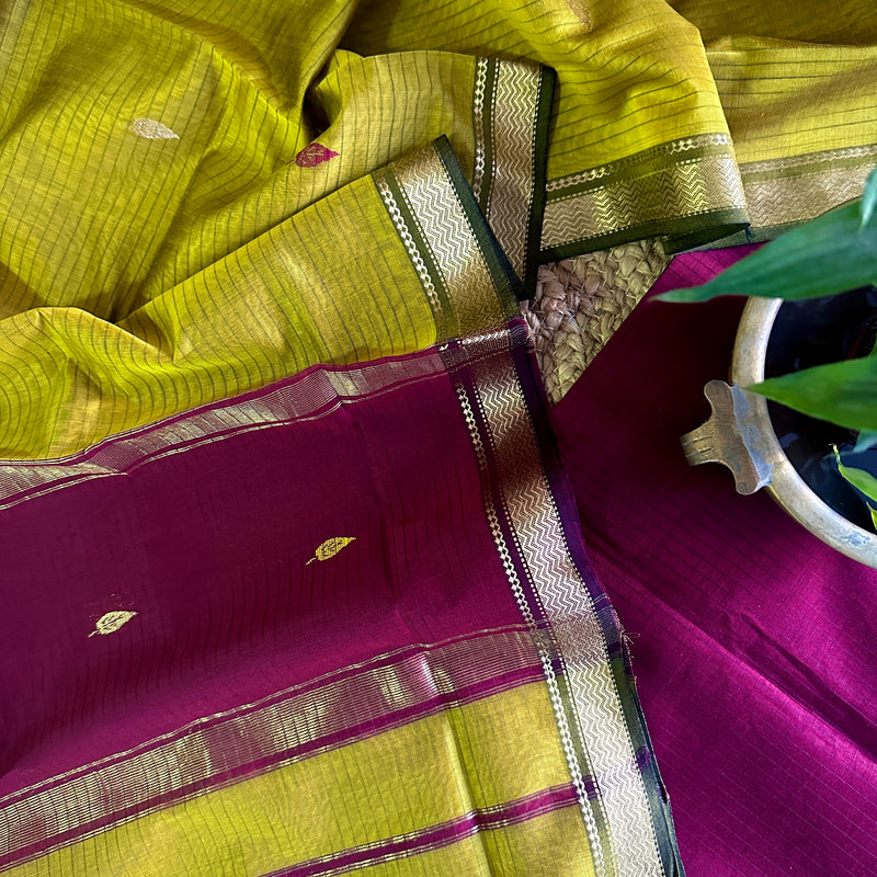 Maheshwari Mehandi & Maroon Motifs Top Dupatta Sets
