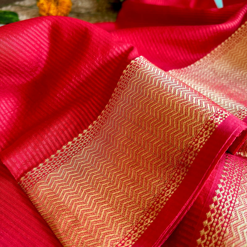Maheshwari 75 Silk Kumkum Red Saree