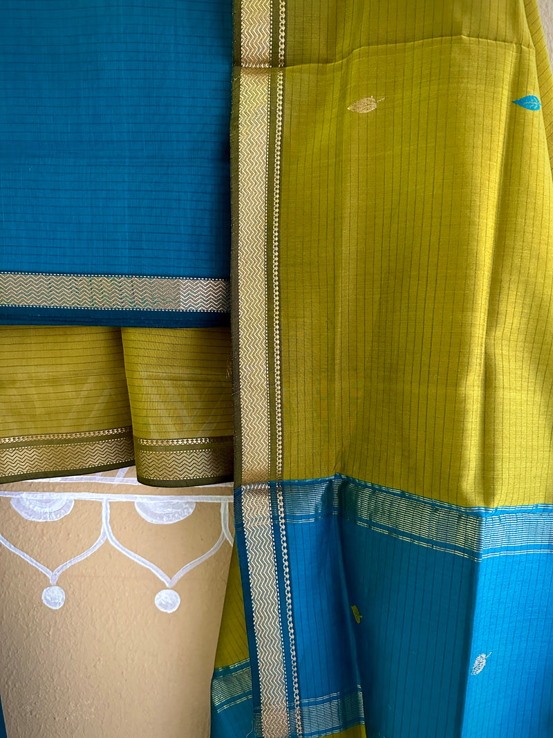 Maheshwari Mehandi - Rama Green Motifs Top Dupatta Sets