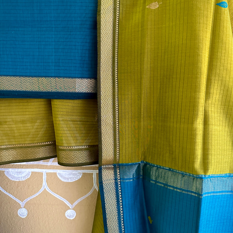 Maheshwari Mehandi - Rama Green Motifs Top Dupatta Sets