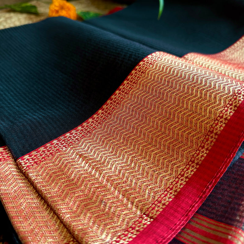 Maheshwari 75 Silk Black Saree