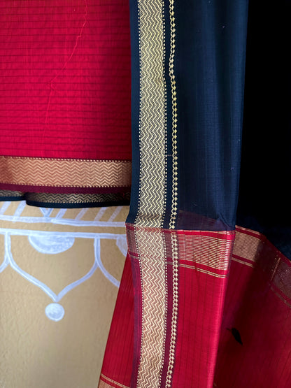 Maheshwari Red- Black Motifs Top Dupatta Sets PST04