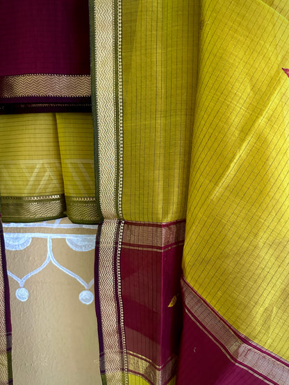 Maheshwari Mehandi & Maroon Motifs Top Dupatta Sets