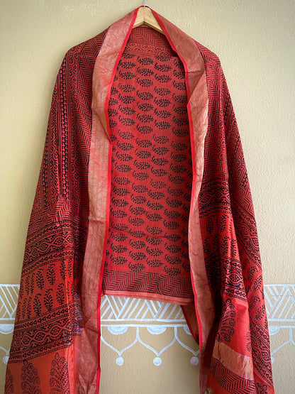 Maheshwari Tissue Bagh Print Suit