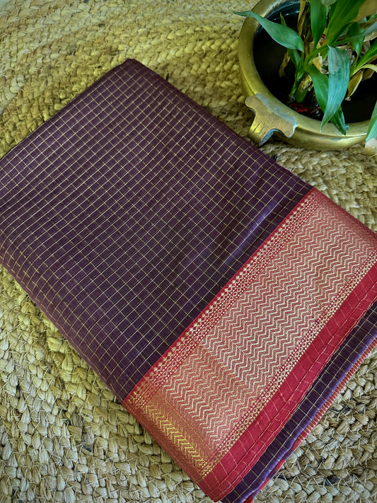Maheshwari  Zari Checkered Sarees