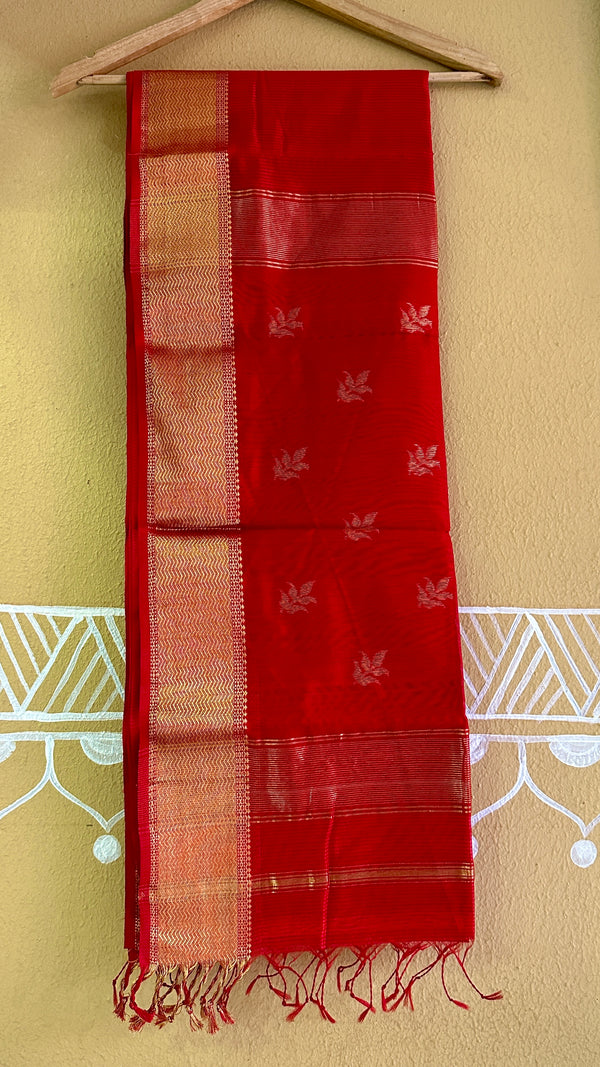 Maheshwari 75 Silk Kumkum Red Saree