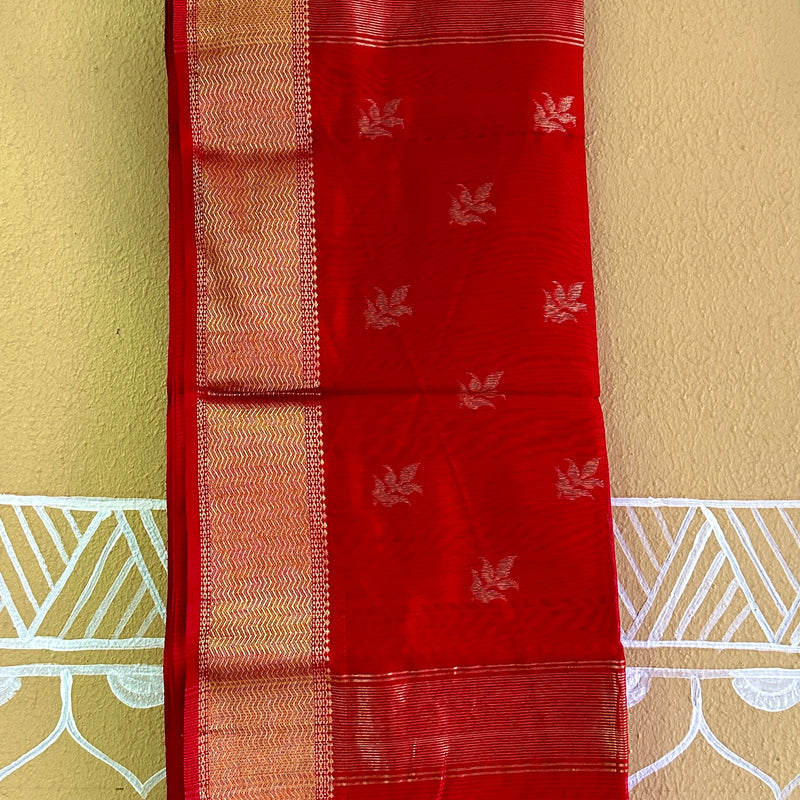 Maheshwari 75 Silk Kumkum Red Saree