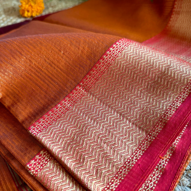 Maheshwari 75 Silk Rust Orange Saree