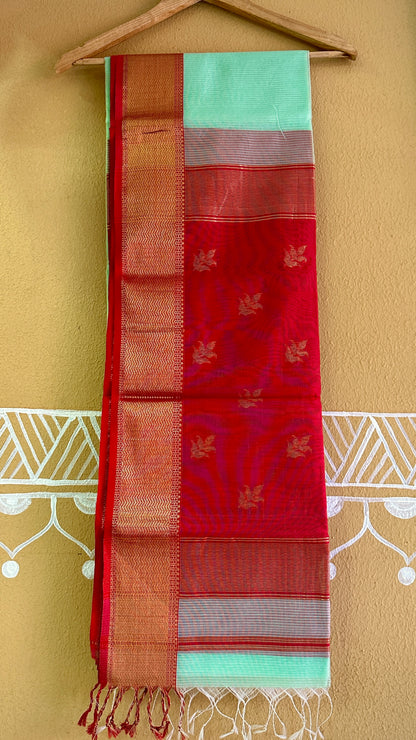 Maheshwari 75 Silk Sea Green Saree