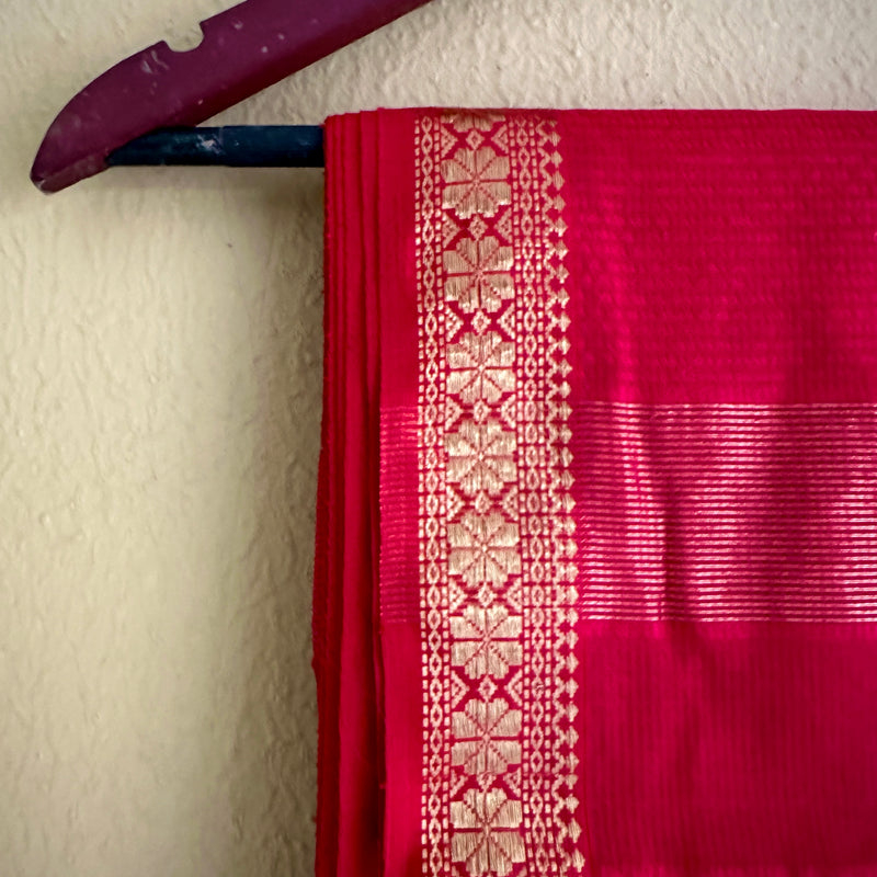 Maheshwari Kumkum Red Garbha Reshami Silk Sarees