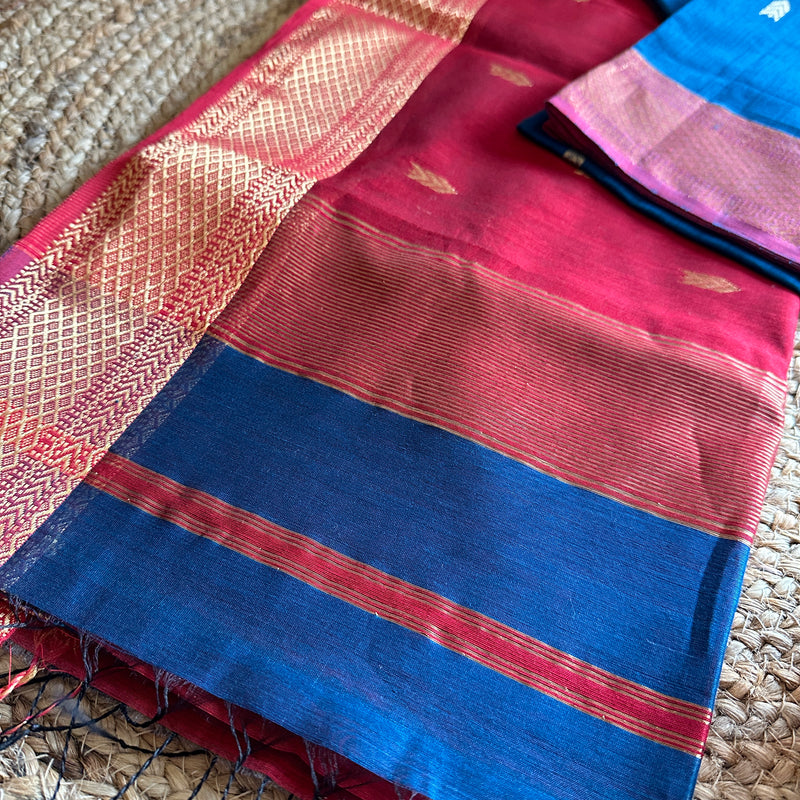 Torquise Blue Motifs ~ Maheshwari Saree