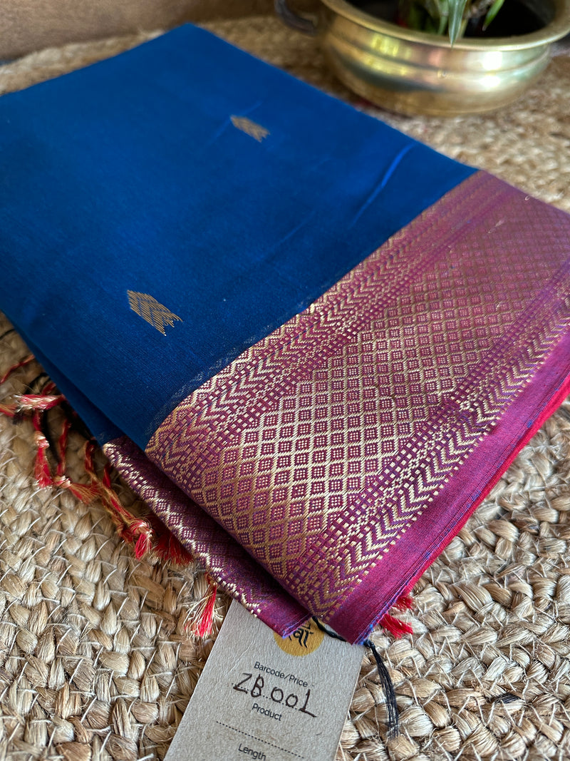 Blue Motifs ~ Maheshwari Saree