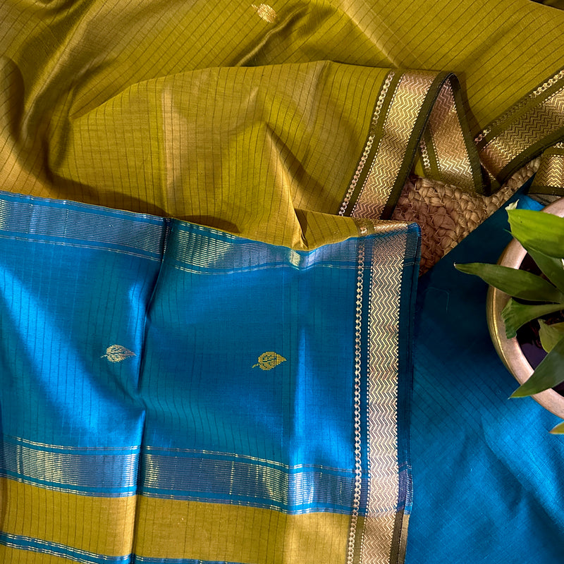 Maheshwari Mehandi - Rama Green Motifs Top Dupatta Sets