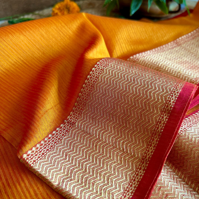 Maheshwari 75 Silk Golden Yellow Saree
