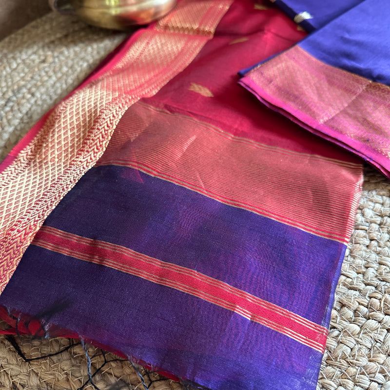 Royal Blue Motifs ~ Maheshwari Saree