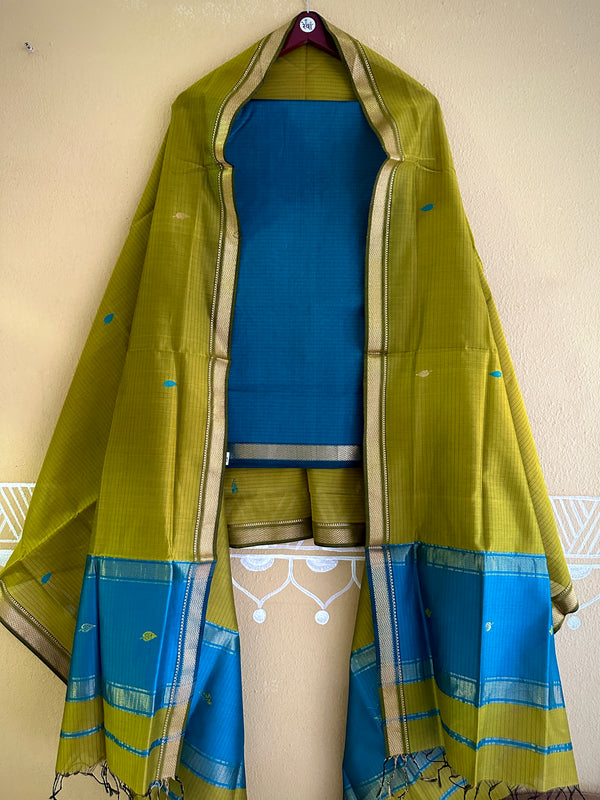 Maheshwari Mehandi - Rama Green Motifs Top Dupatta Sets