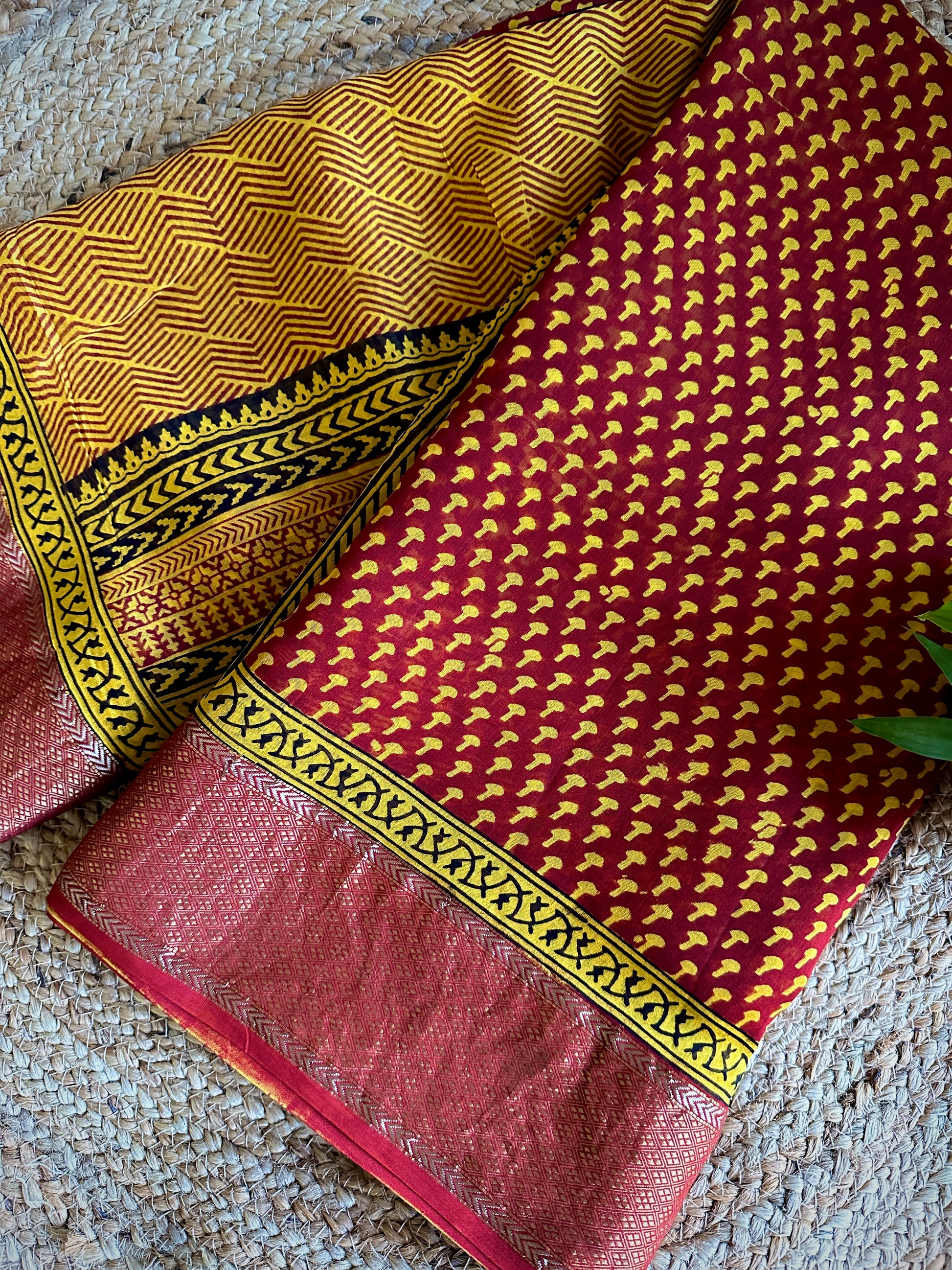 Maheshwari Yellow Bagh Print Saree 
