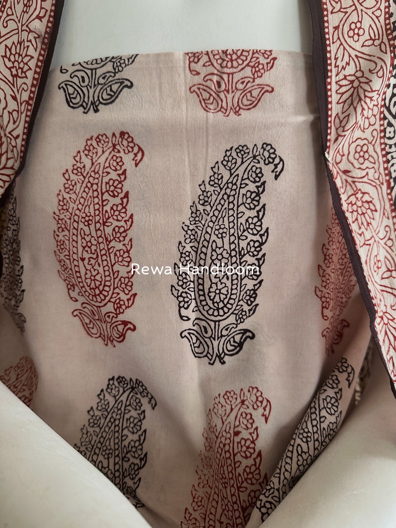 White-Black Bagh Print Cotton Suit BGCSJ091