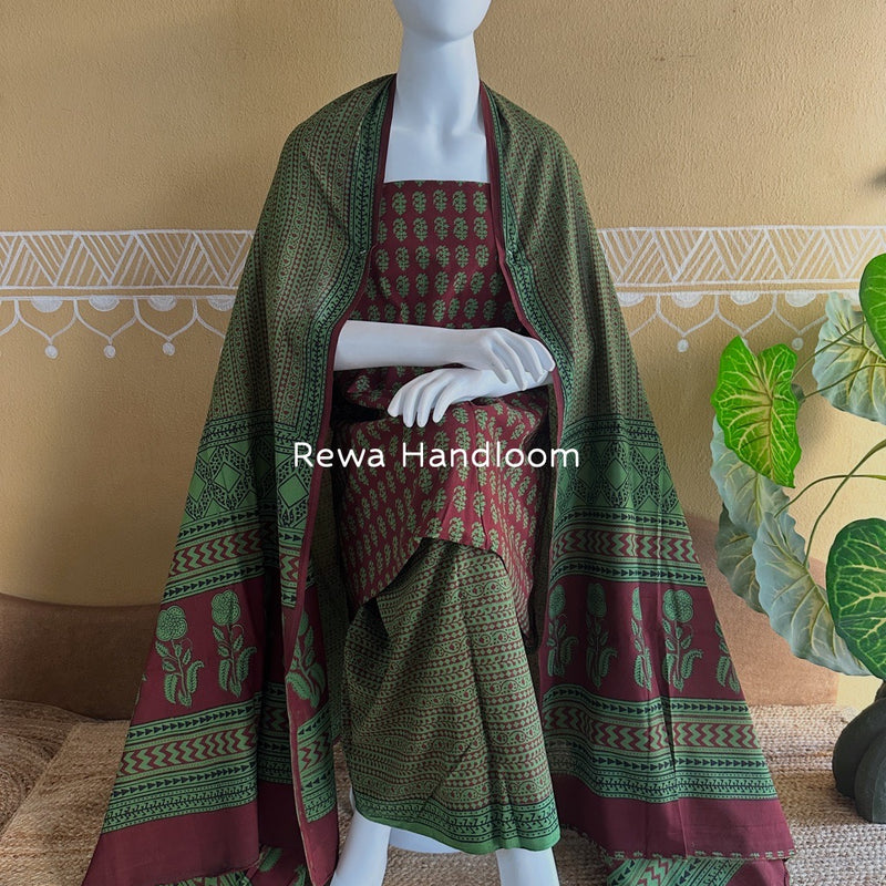Bagh Print Cotton Suit 