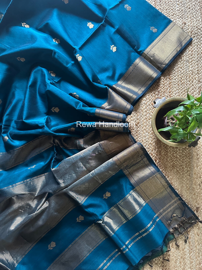 Maheshwari Rama Green Lotus Butta Saree LLBS054