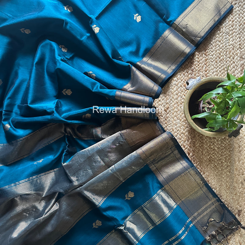Maheshwari Rama Green Lotus Butta Saree LLBS054