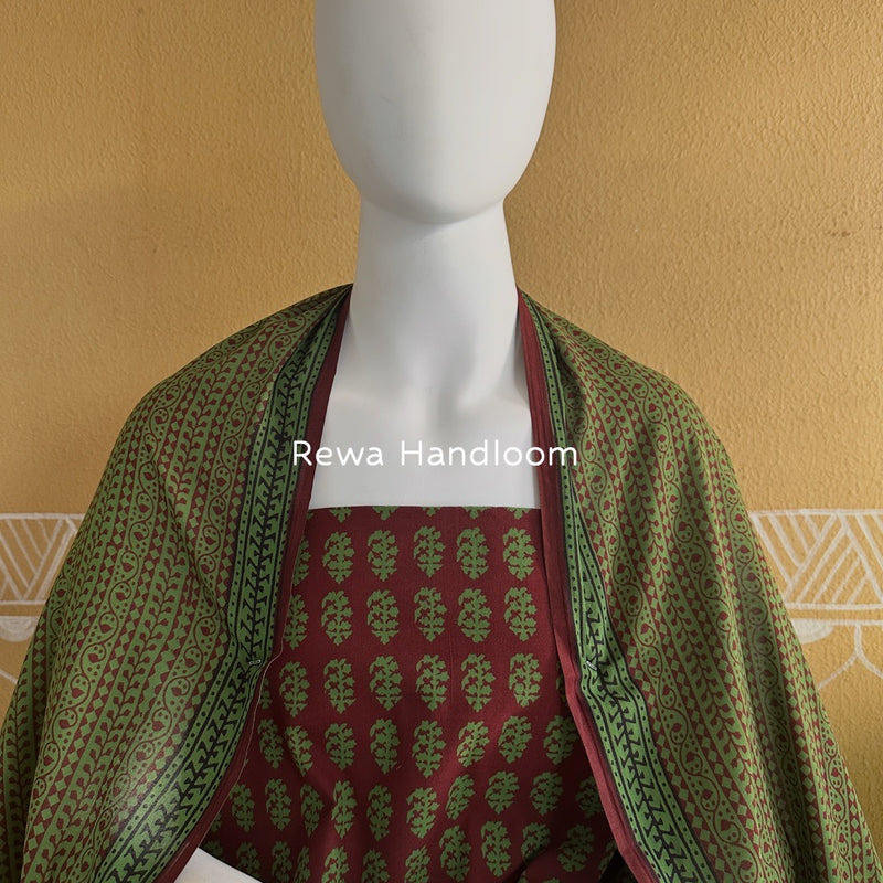 Maroon-Green Bagh Print Cotton Suit BGCSJ0116