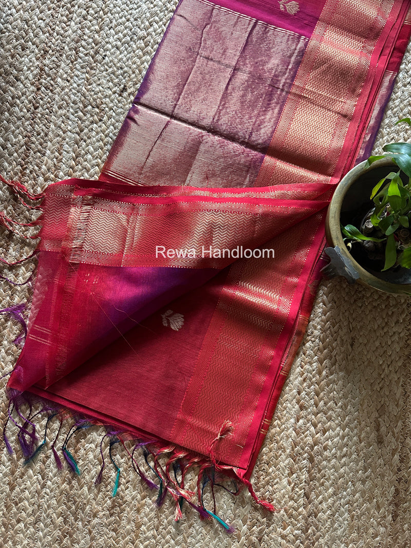Maheshwari Carrot Red Lotus Shaded Butta Saree SLB023