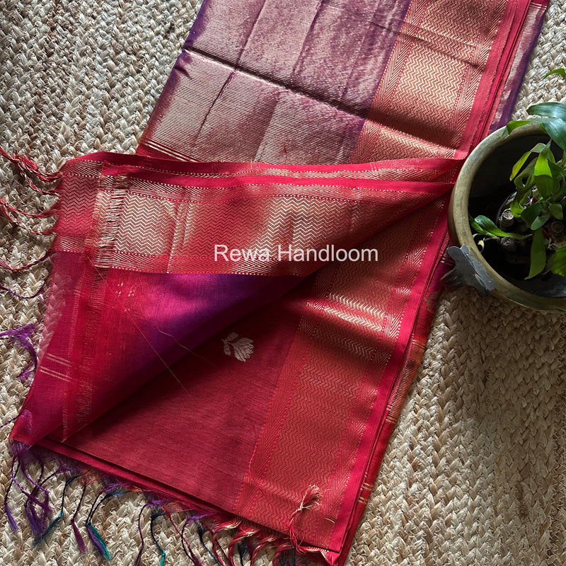 Maheshwari Carrot Red Lotus Shaded Butta Saree SLB023