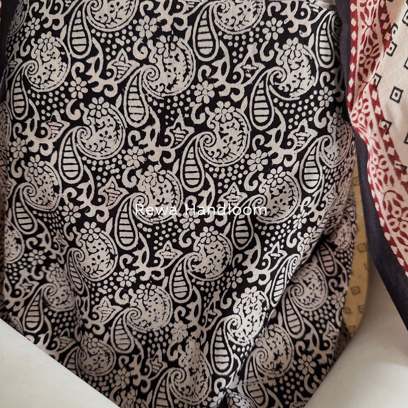 Black-White Bagh Print Cotton Suit BGCSJ0102
