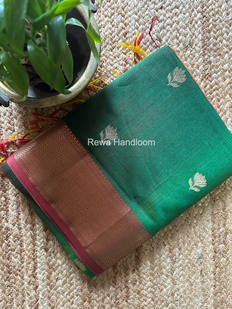 Maheshwari Green Lotus Shaded Butta Saree SLB022