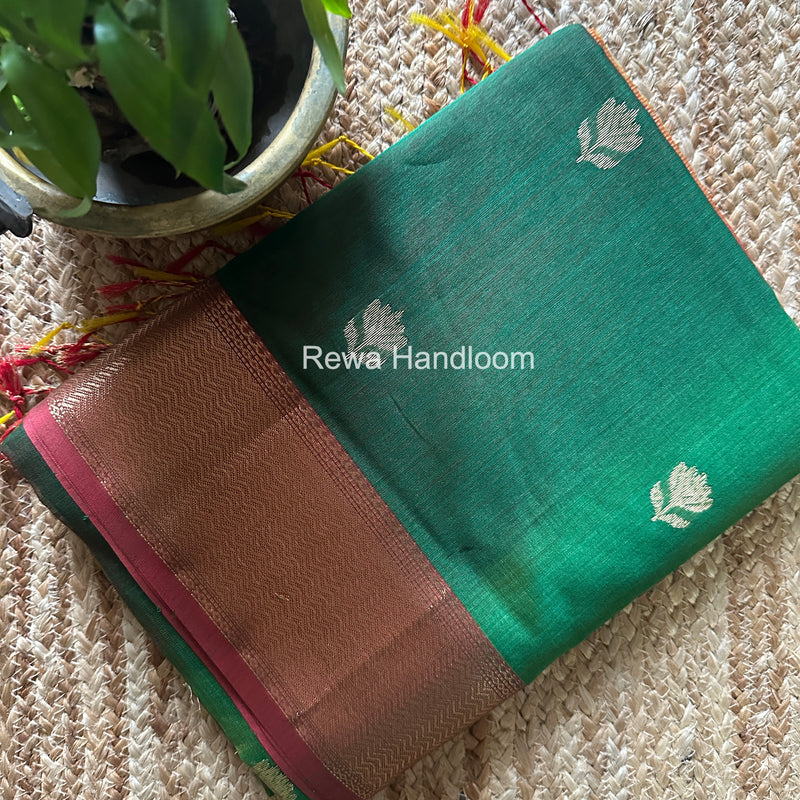 Maheshwari Green Lotus Shaded Butta Saree SLB022