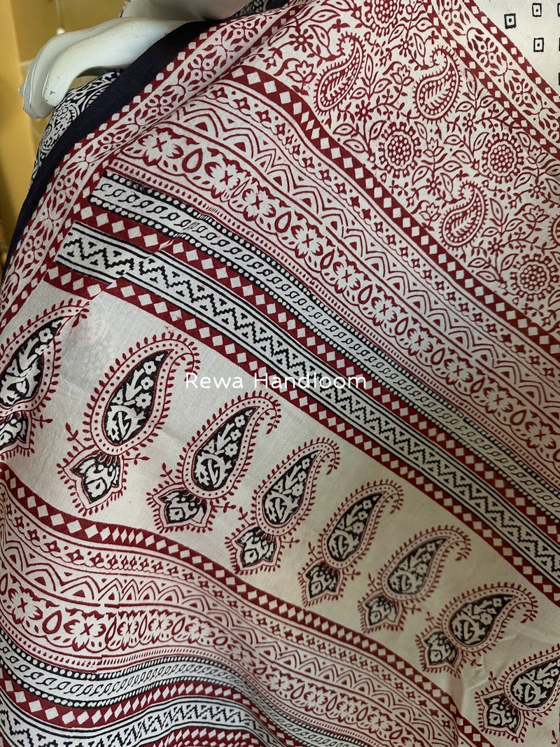 Black-White Bagh Print Cotton Suit BGCSJ0102
