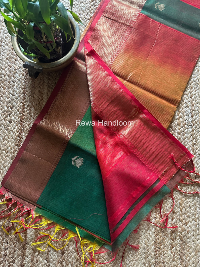 Maheshwari Green Lotus Shaded Butta Saree SLB022