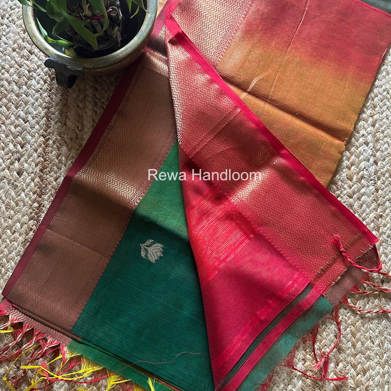 Maheshwari Green Lotus Shaded Butta Saree SLB022