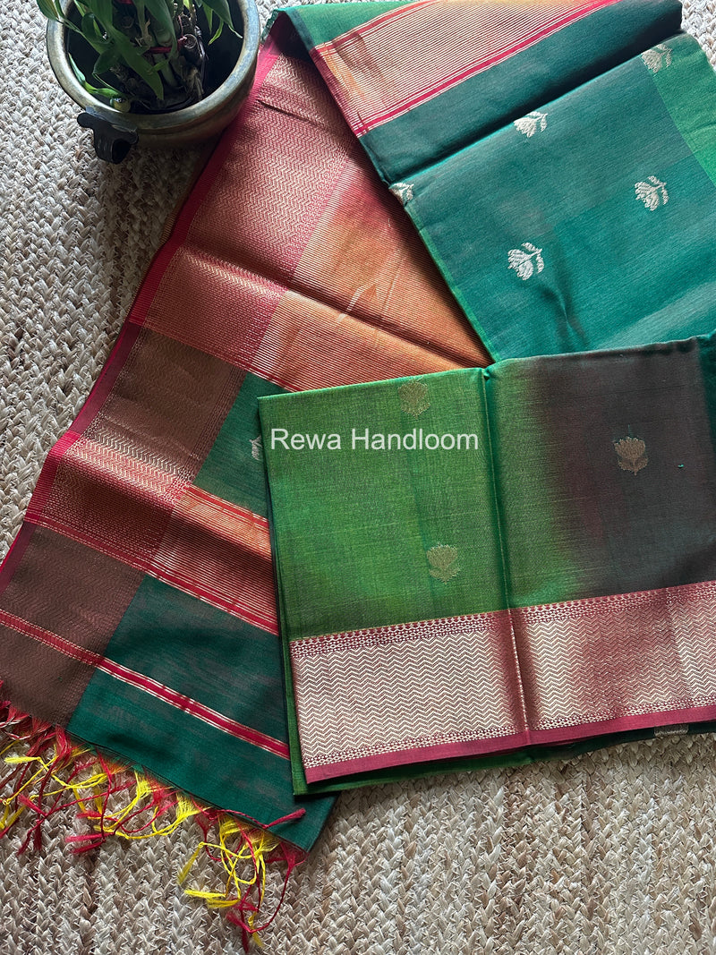 Maheshwari Green Lotus Shaded Butta Saree SLB022