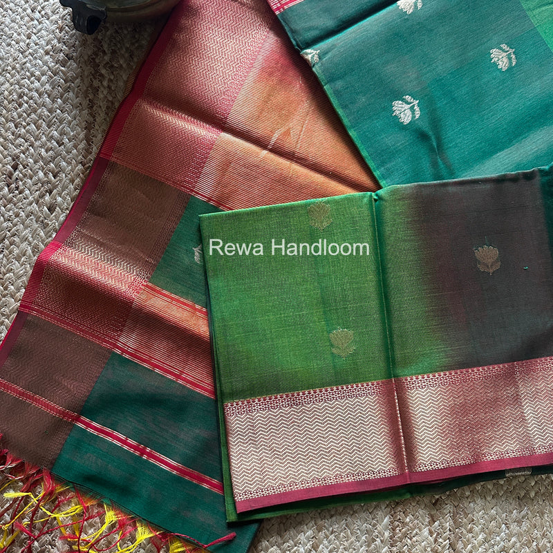 Maheshwari Green Lotus Shaded Butta Saree SLB022