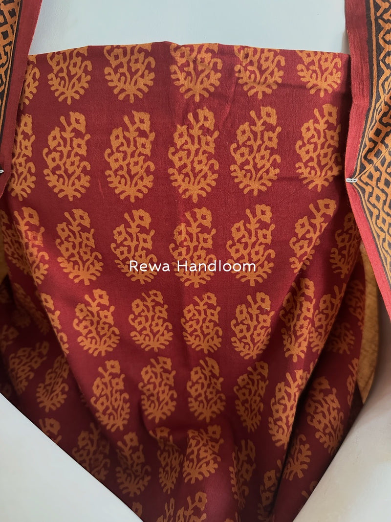Maroon-Orange Bagh Print Cotton Suit BGCSJ0142