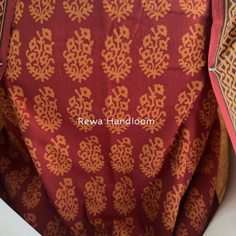 Maroon-Orange Bagh Print Cotton Suit BGCSJ0142