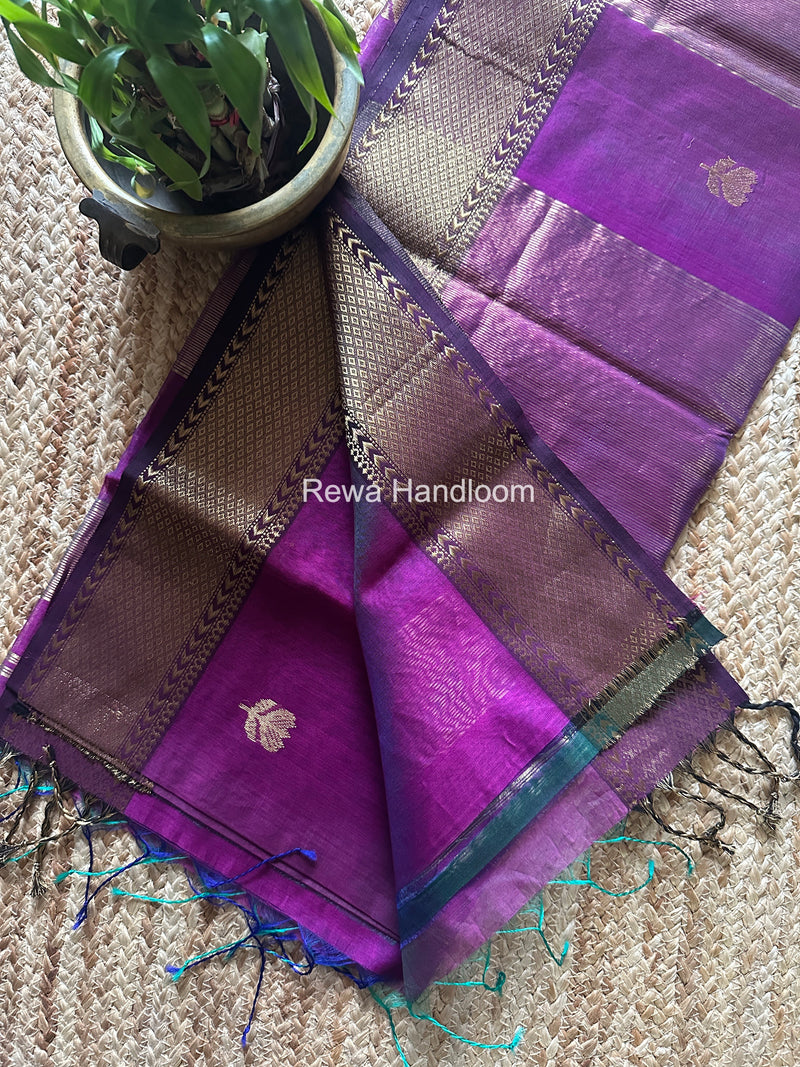 Maheshwari Purple Lotus Shaded Butta Saree SLB024