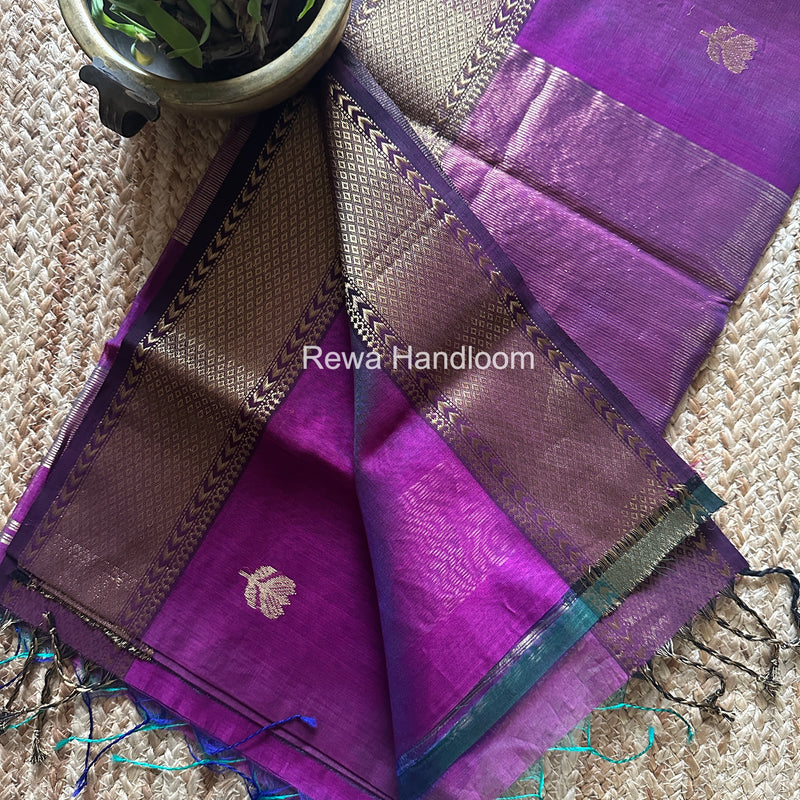 Maheshwari Purple Lotus Shaded Butta Saree SLB024