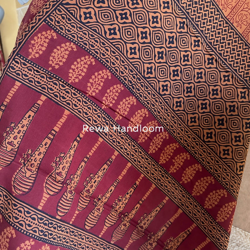 Maroon-Orange Bagh Print Cotton Suit BGCSJ0142