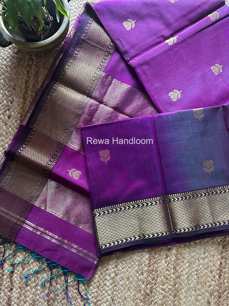 Maheshwari Purple Lotus Shaded Butta Saree SLB024
