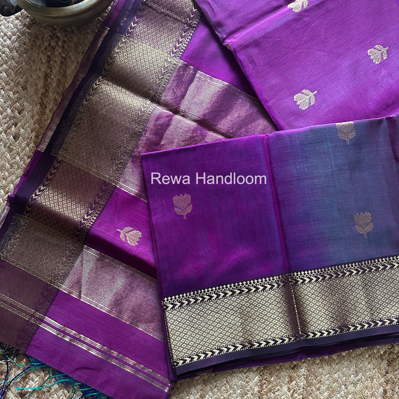 Maheshwari Purple Lotus Shaded Butta Saree SLB024