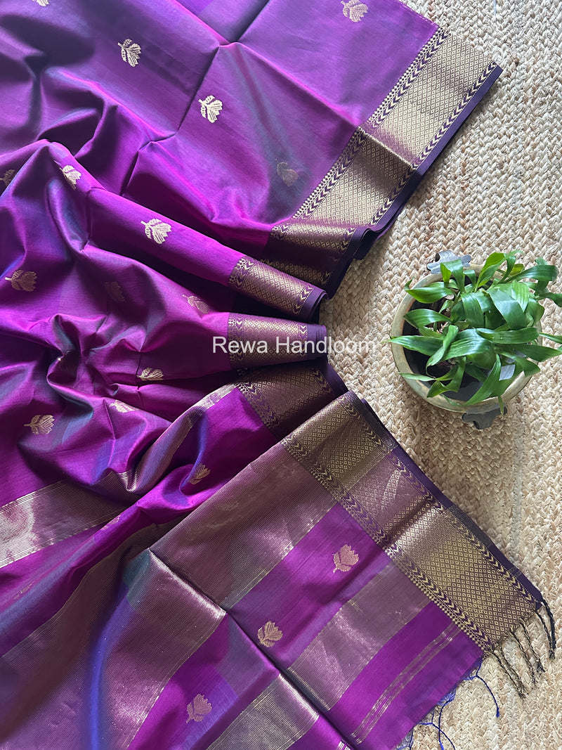 Maheshwari Purple Lotus Shaded Butta Saree SLB024